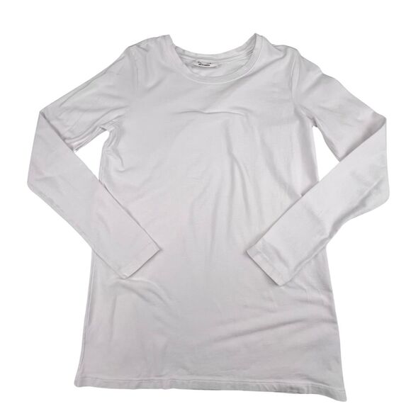 Zenana Medium Plain White Tee Everday Classic Casual Long Sleeve Crew Neck Top - Picture 1 of 9